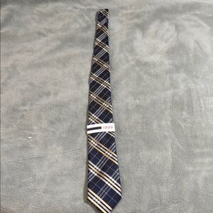 Izod Blue and Gold Plaid Tie Classic Accessory